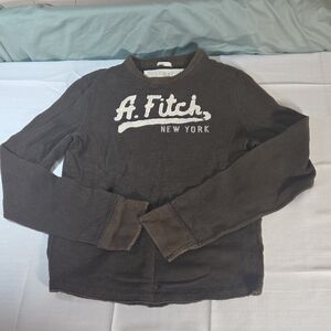 Vintage Y2k Abercrombie & Fitch Dark Brown Muscle Thermal Henly Spellout Shirt